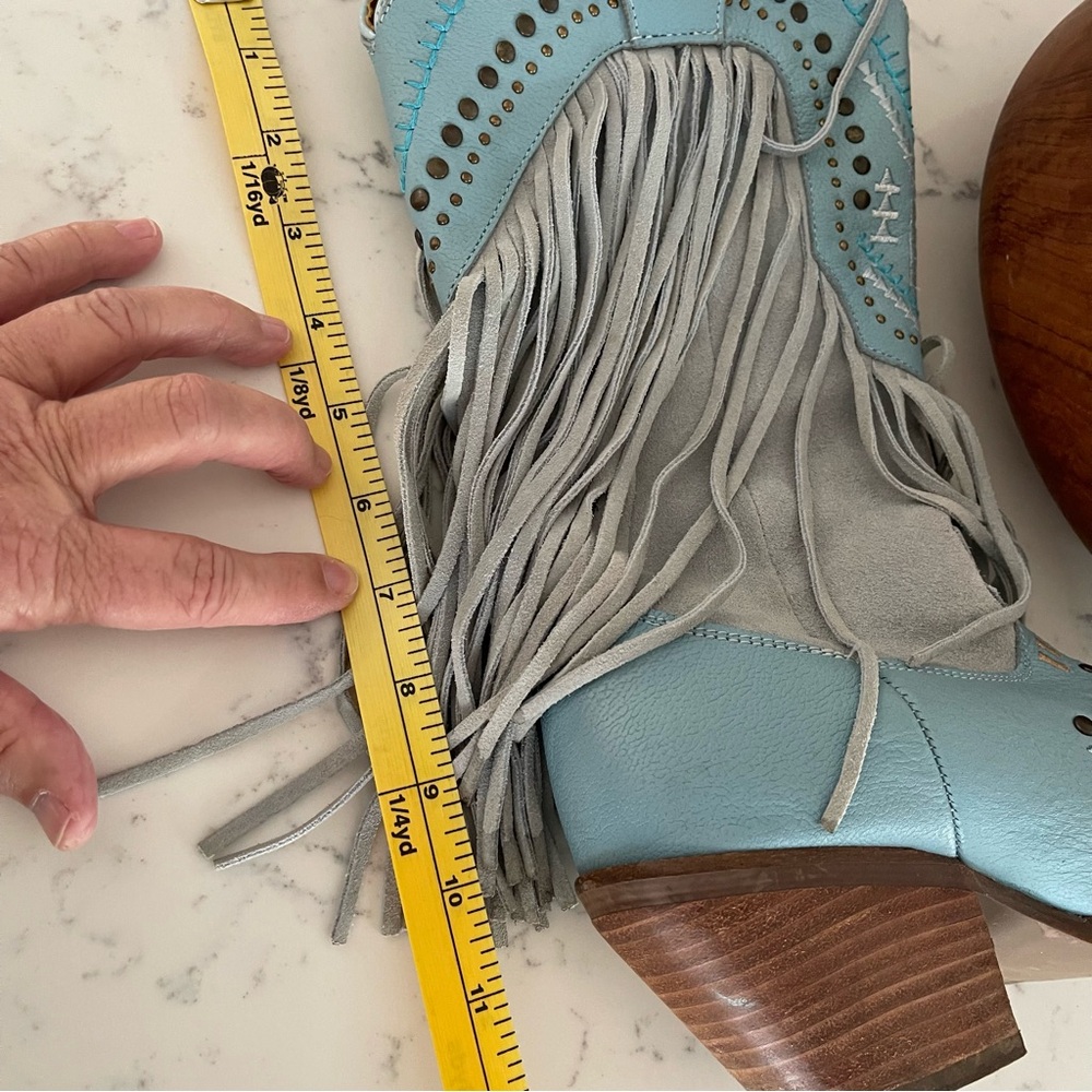 Dingo Women’s Gypsy Studded Embroidered Fringed Blue Western Boots Size 8 - Picture 10 of 11